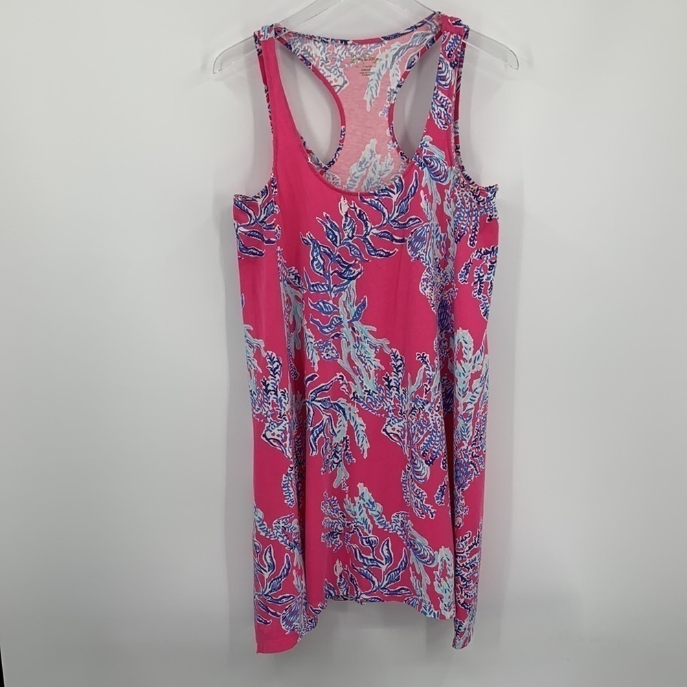 Lilly Pulitzer Monterey knit racerback dress Samba Capri Pink blue swim Medium